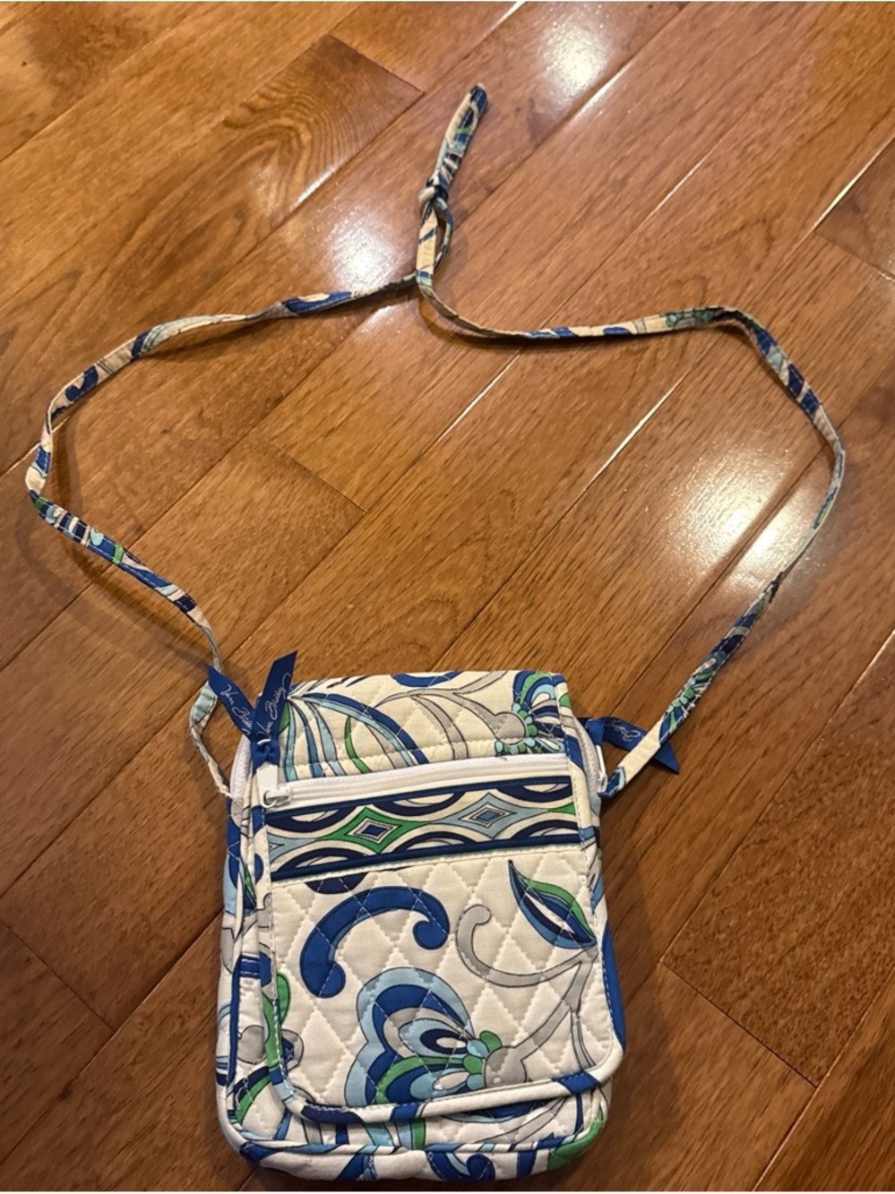 Vera Bradley Blue, Green & White Quilted Crossbody